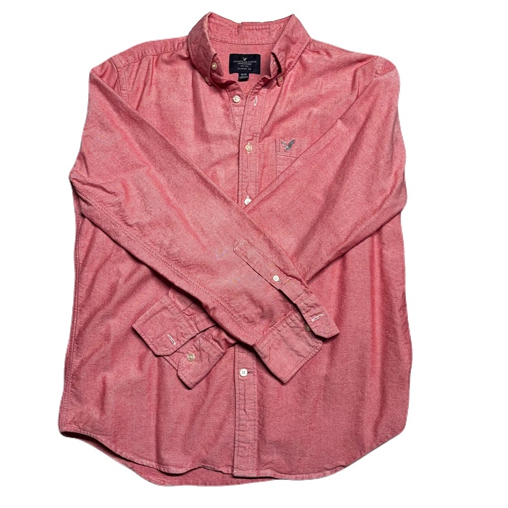 American Eagle Outfitters Casual Red Button-Down Shirt